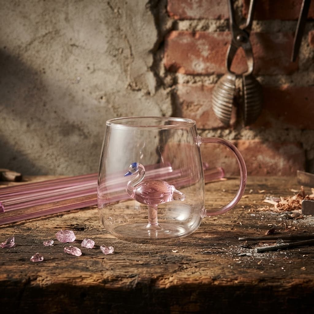 Mug Verre 3D Flamant