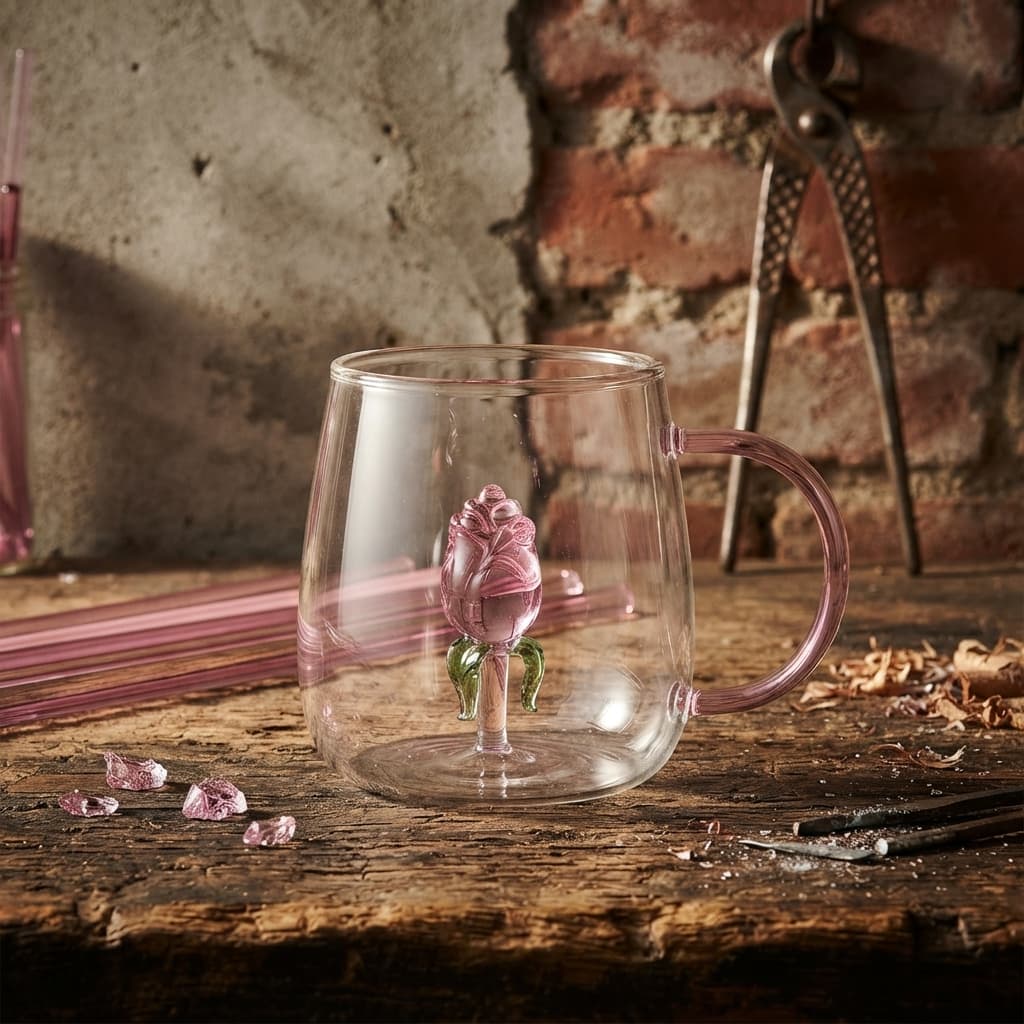 Mug Verre 3D Fleur